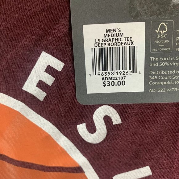 Alpine Design Shirt Men's Medium Burgundy Cotton Crew Neck Long Sleeve 7242 - Picture 3 of 9